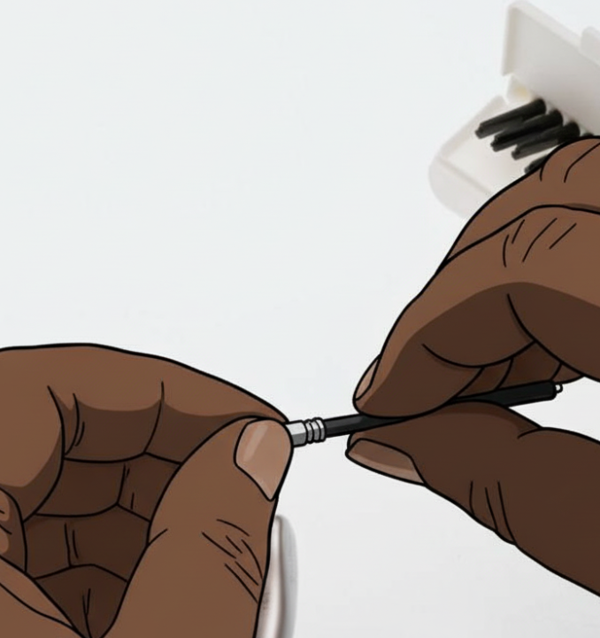 Insert the stick into the centre of the wax guard. Pull the stick straight out to remove the old wax guard.